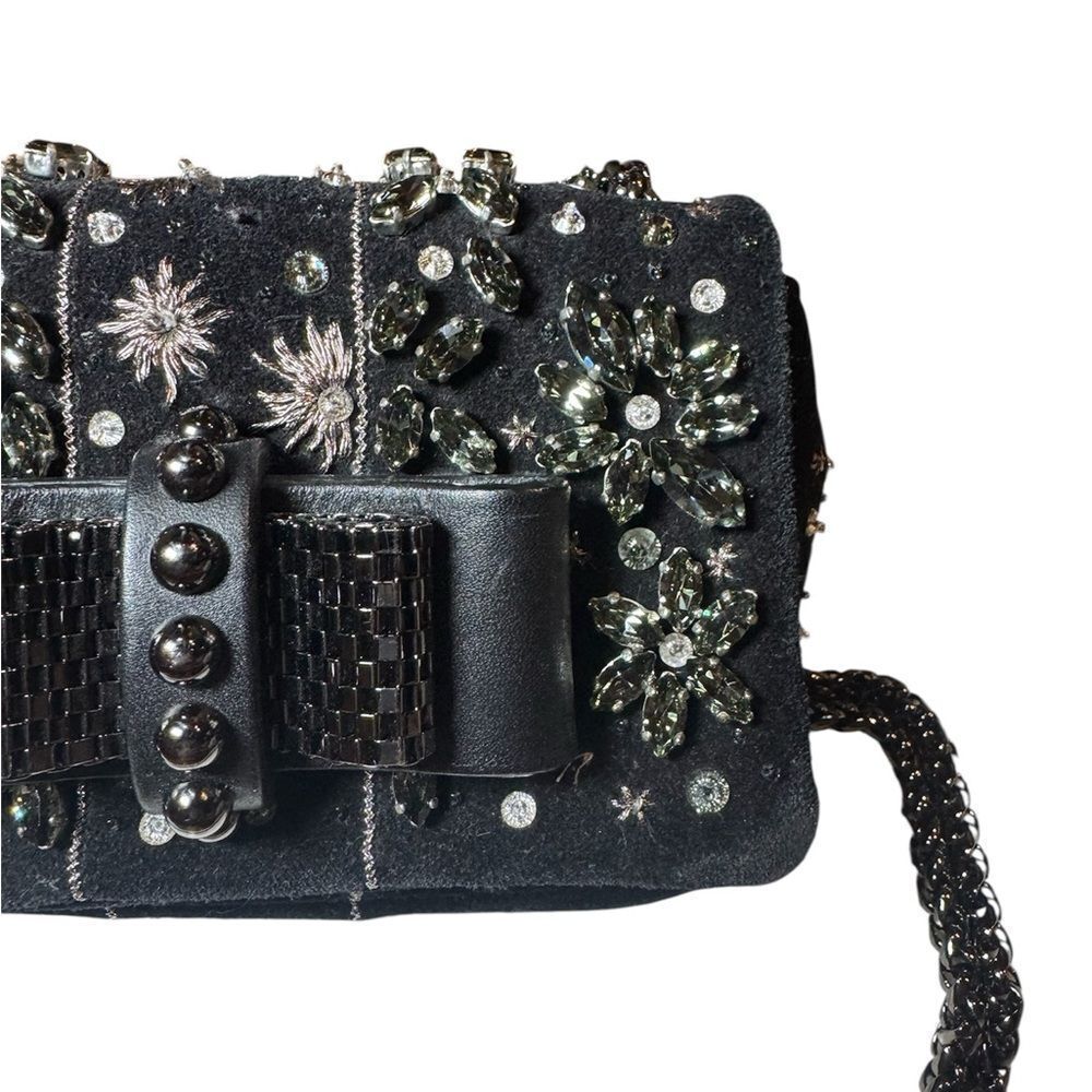 CHRISTIAN LOUBOUTIN Black Suede Sweet Charity Embellished Crossbody Evening Bag - Picture 7 of 15